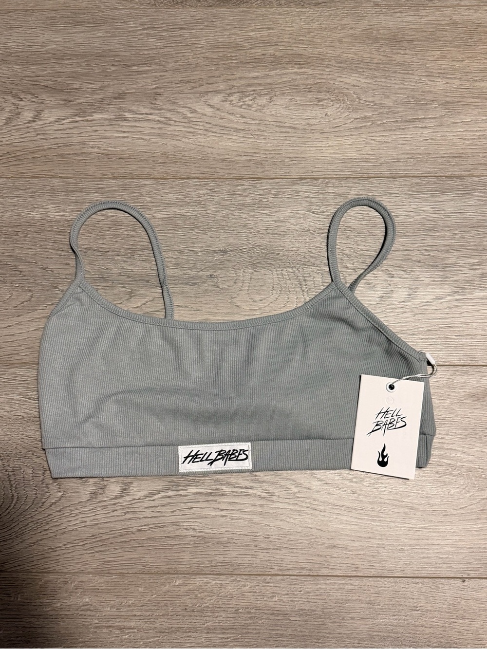 HellBabes Light Gray Ribbed Crop Bralette